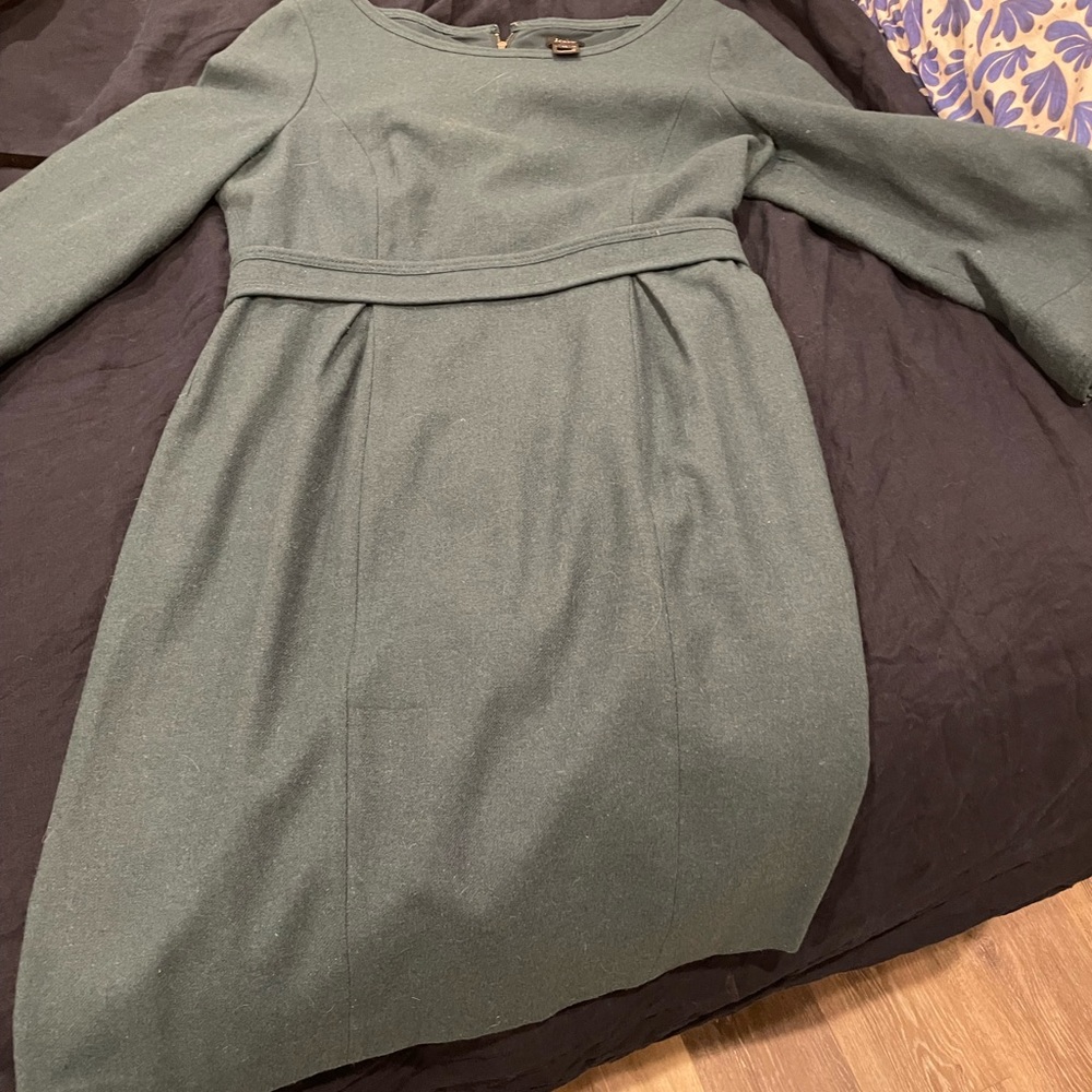 Green J Crew wool work dress